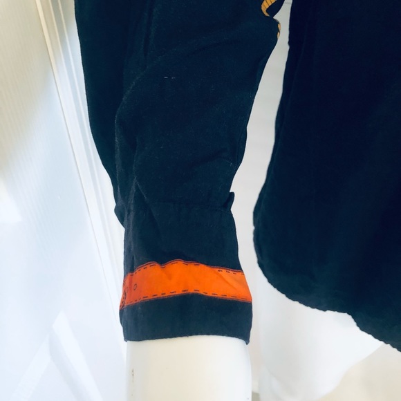 VINTAGE KBB Shirt Men M Black  Button Lightweight Band Collar 80’s Prints - Picture 7 of 15